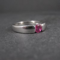 Pink Sapphire Solitaire Ring Sterling Silver Size 8 Estate Jewelry
