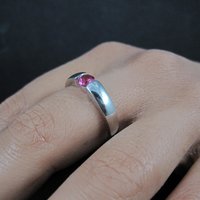 Pink Sapphire Solitaire Ring Sterling Silver Size 8 Estate Jewelry