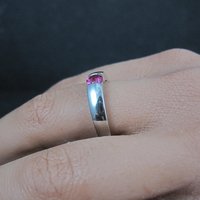 Pink Sapphire Solitaire Ring Sterling Silver Size 8 Estate Jewelry