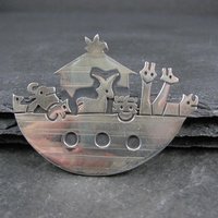 Vintage Noahs Ark Brooch Pendant Mexican Sterling Silver