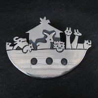 Vintage Noahs Ark Brooch Pendant Mexican Sterling Silver