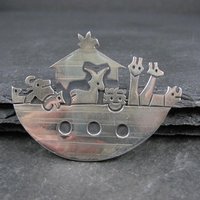 Vintage Noahs Ark Brooch Pendant Mexican Sterling Silver