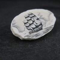 Vintage Carved Ship Brooch