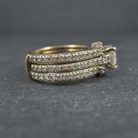 Vermeil Sterling Silver Cz Bridal Wedding Rings Set Size 7