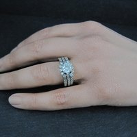 Vermeil Sterling Silver Cz Bridal Wedding Rings Set Size 7
