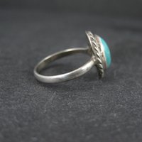 Vintage Turquoise Pinky Ring Size 4.5 Sterling Silver Navajo S. Swan