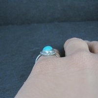 Vintage Turquoise Pinky Ring Size 4.5 Sterling Silver Navajo S. Swan