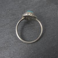 Vintage Turquoise Pinky Ring Size 4.5 Sterling Silver Navajo S. Swan