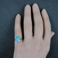 Vintage Turquoise Pinky Ring Size 4.5 Sterling Silver Navajo S. Swan