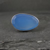 Sterling Silver Blue Chalcedony Ring Size 6