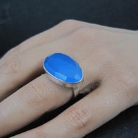 Sterling Silver Blue Chalcedony Ring Size 6