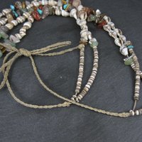 Southwestern Bohemian Shell and Gemstone Heishi Bead Necklace 32"