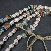 Southwestern Bohemian Shell and Gemstone Heishi Bead Necklace 32"