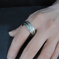 Mens Two Tone Stainless Steel and 10K Yellow Gold Band Ring Size 12