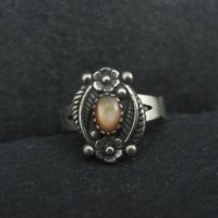 Southwestern Sterling Orange Moon Glow Ring Size 5.5 New Old Stock