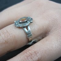 Southwestern Sterling Orange Moon Glow Ring Size 5.5 New Old Stock