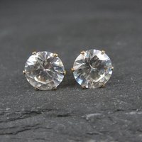 Vintage 9mm Cz Stud Earrings 14K Gold Filled New Old Stock
