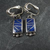 Southwestern Sterling Lapis Lazuli Inlay Earrings