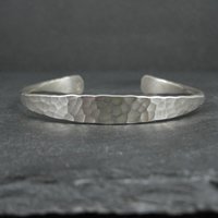 Vintage Hammered Sterling Silver Cuff Bracelet 6.75 Inches