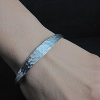Vintage Hammered Sterling Silver Cuff Bracelet 6.75 Inches