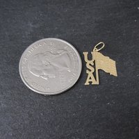 Dainty 14K USA Flag Pendant Charm Vintage Estate