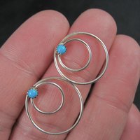 Southwestern Sterling Turquoise Circle Earrings