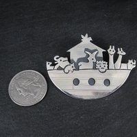 Vintage Noahs Ark Brooch Pendant Mexican Sterling Silver