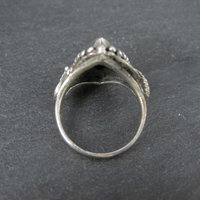 Vintage Sterling Silver Onyx Leaf Ring Size 6