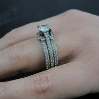 Vermeil Sterling Silver Cz Bridal Wedding Rings Set Size 7