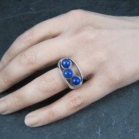 Mod Sterling Silver Lapis Lazuli Ring Size 7.5