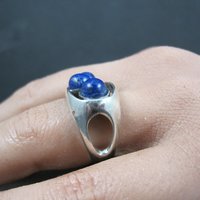 Mod Sterling Silver Lapis Lazuli Ring Size 7.5