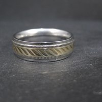Mens Two Tone Stainless Steel and 10K Yellow Gold Band Ring Size 12