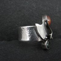 Vintage Sterling Silver Sunstone Emerald Ring Size 6 One of a Kind