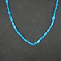 Simple Vintage Southwestern Turquoise Bead Necklace 18" Sterling Silver Native American Estate