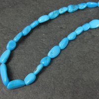Simple Vintage Southwestern Turquoise Bead Necklace 18" Sterling Silver Native American Estate