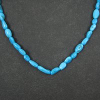 Simple Vintage Southwestern Turquoise Bead Necklace 18" Sterling Silver Native American Estate