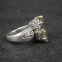 Large Sterling Silver and 14K Smoky Quartz Ring Size 9