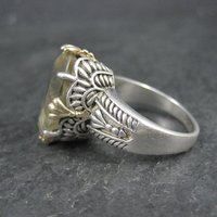 Large Sterling Silver and 14K Smoky Quartz Ring Size 9