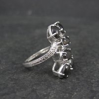 Black Cats Eye Sillimanite Ring Size 5 Sterling Silver Estate Jewelry