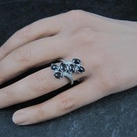 Black Cats Eye Sillimanite Ring Size 5 Sterling Silver Estate Jewelry