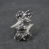 Black Cats Eye Sillimanite Ring Size 5 Sterling Silver Estate Jewelry