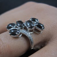 Black Cats Eye Sillimanite Ring Size 5 Sterling Silver Estate Jewelry