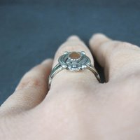 Southwestern Sterling Orange Moon Glow Ring Size 5.5 New Old Stock
