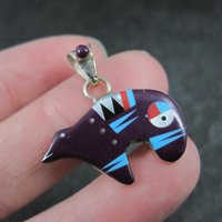 Southwestern Inlaid Bear Pendant