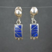 Southwestern Sterling Lapis Lazuli Inlay Earrings