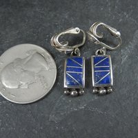 Southwestern Sterling Lapis Lazuli Inlay Earrings