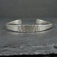 Vintage Hammered Sterling Silver Cuff Bracelet 6.75 Inches