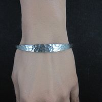 Vintage Hammered Sterling Silver Cuff Bracelet 6.75 Inches