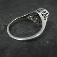 Vintage Filigree Smoky Topaz Solitaire Ring Size 7 Sterling Silver