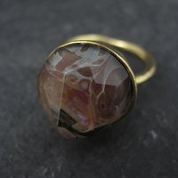 Bronze Art Glass Ring Size 7 One of a Kind